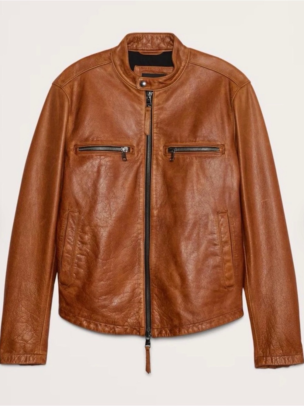 Banana Republic Cognac Brown Leather Bomber Jacket